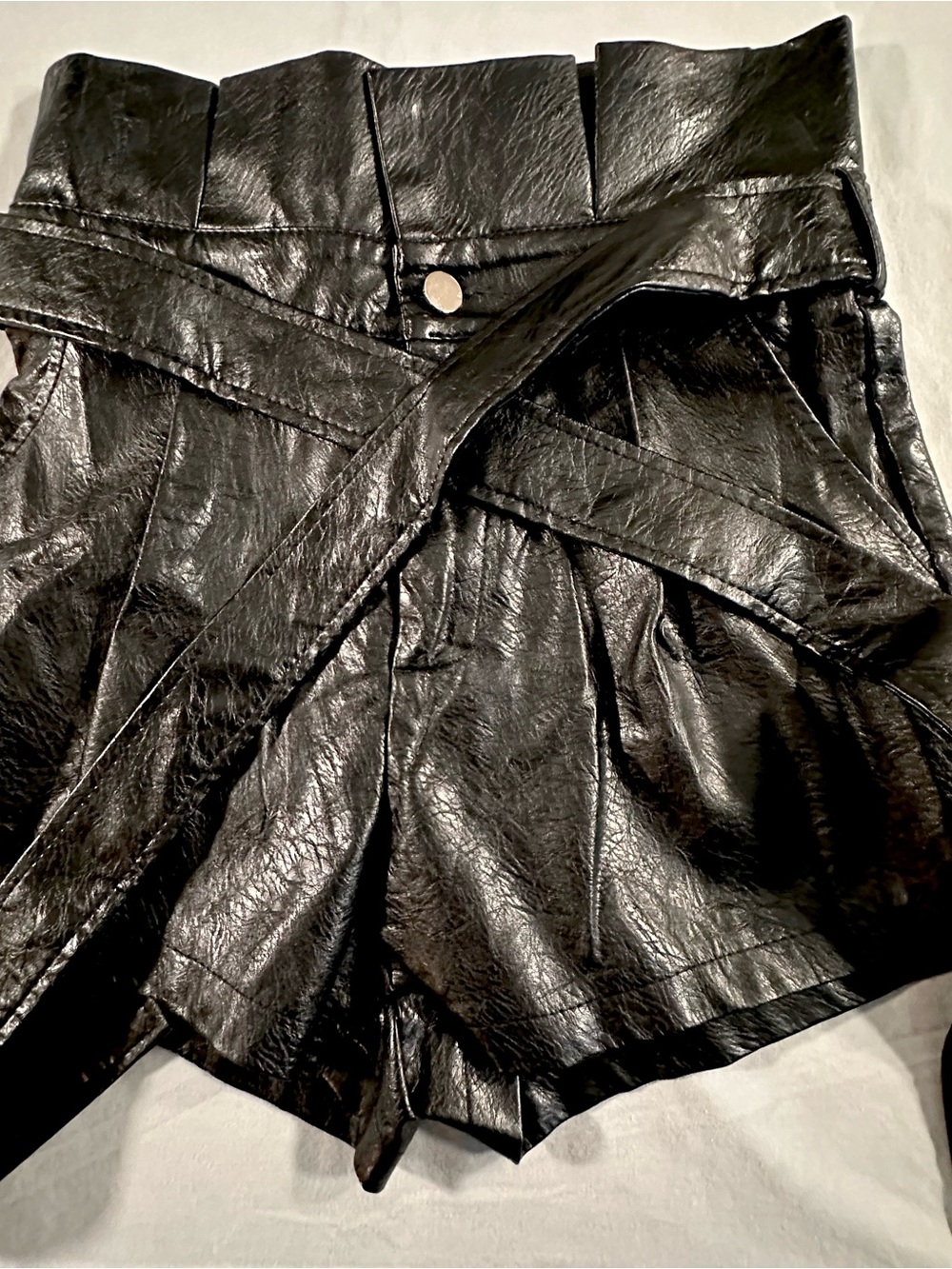 High-Waist Faux Leather Black Shorts grunge goth witchy punk, Y2K biker